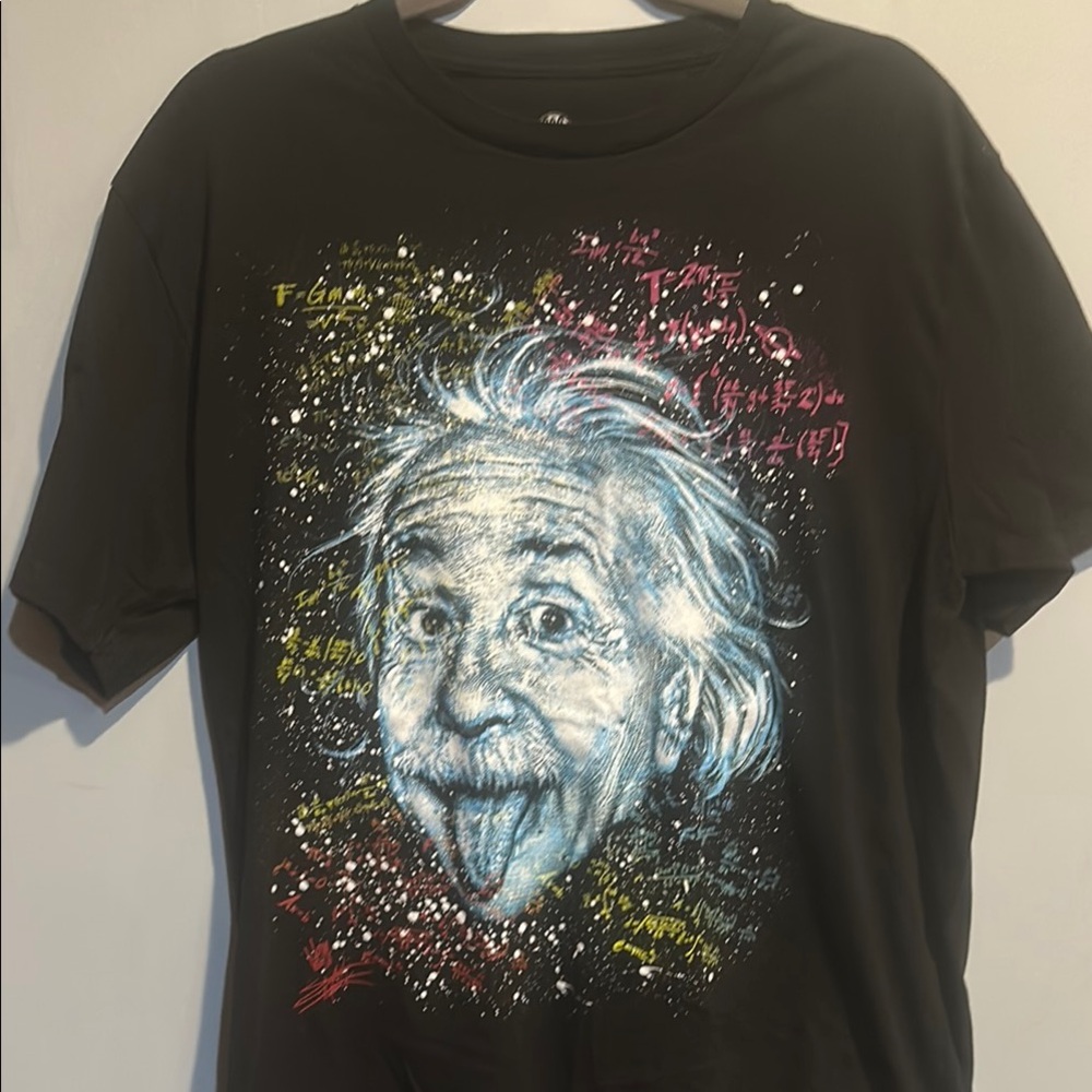 Black Short Sleeve Tee with Artistic Portrait Design